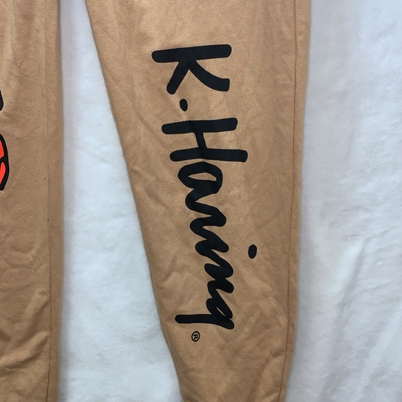 KEITH HARING Dancing People Sweatpants Tan Cotton Polyester Mix Mens Large *NEW* - Picture 3 of 4